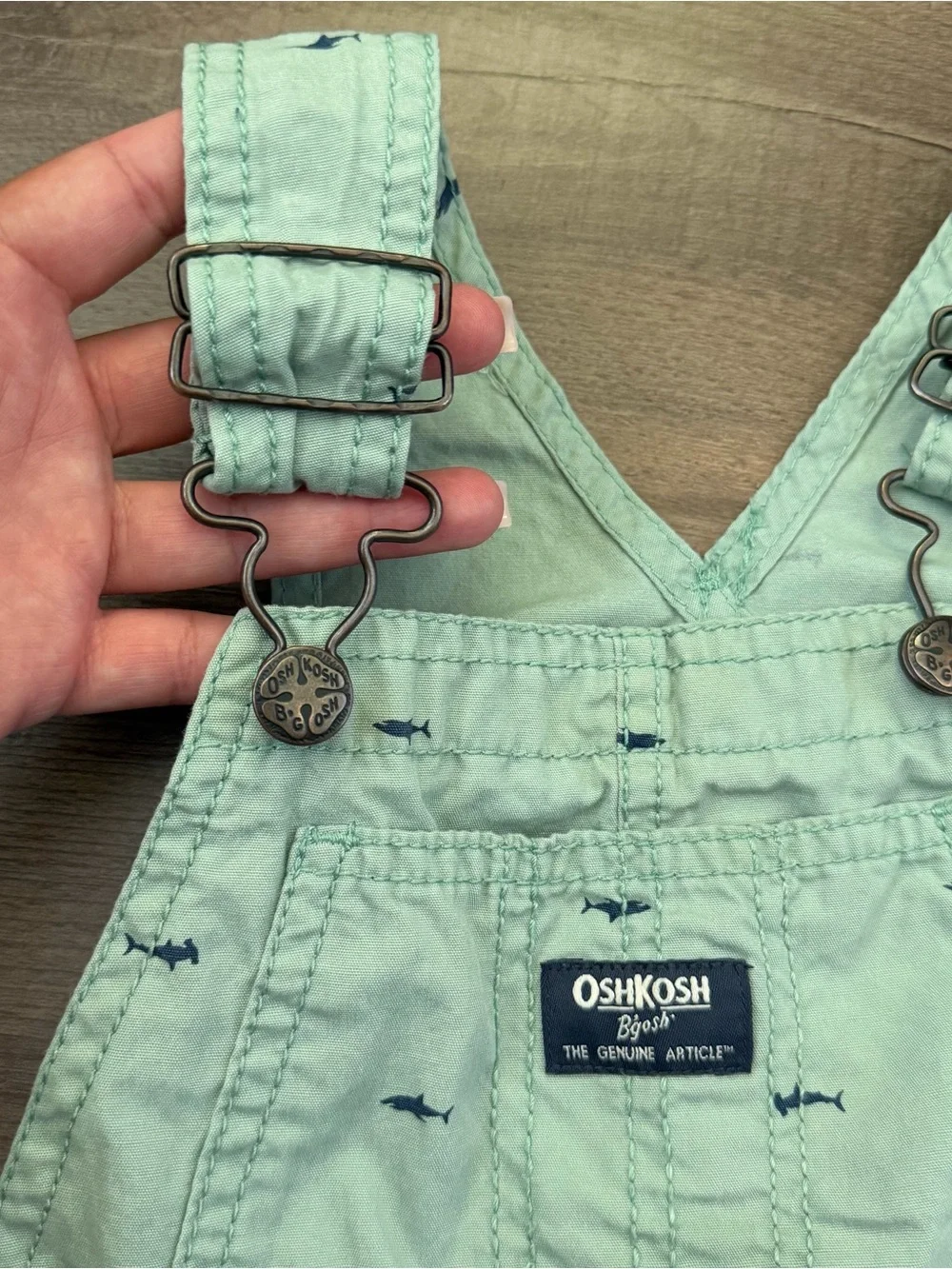 OshKosh B'gosh Toddler Mint Green Shark Shortalls Size 5T